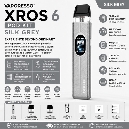 Vaporesso xros silk - xros, grey